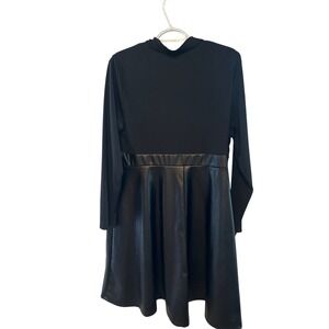 SHEIN Curve Black Faux Leather Panel Dress 1XL, Long sleeve, Edgy, Plus